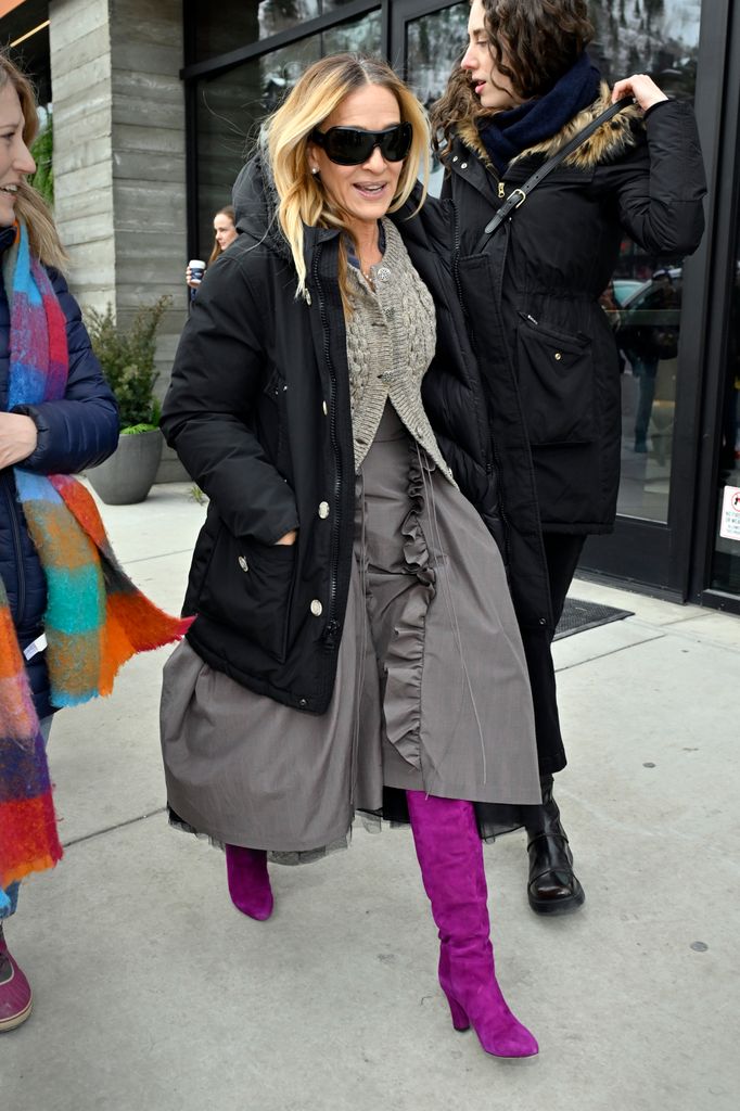 Sarah Jessica Parker walks along Main Street during the 2025 Sundance Film Festival on January 24, 2025 in Park City, Utah