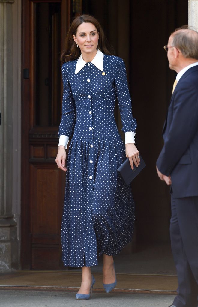 Catherine, Duchess of Cambridge, visits D-Day exhibition at Bletchley Park on May 14, 2019 in Bletchley, England. The D-Day exhibition marks the 75th anniversary of the D-Day landings. (Photo by Karwai Tang/WireImage)