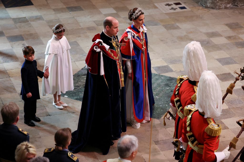 Prince William, Princess Charlotte, Princess Charlotte and Prince Louis at the coronation