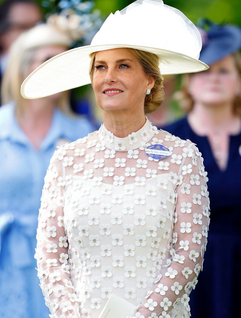 Duchess Sophie wears a white daisy dress at Royal Ascot 2024