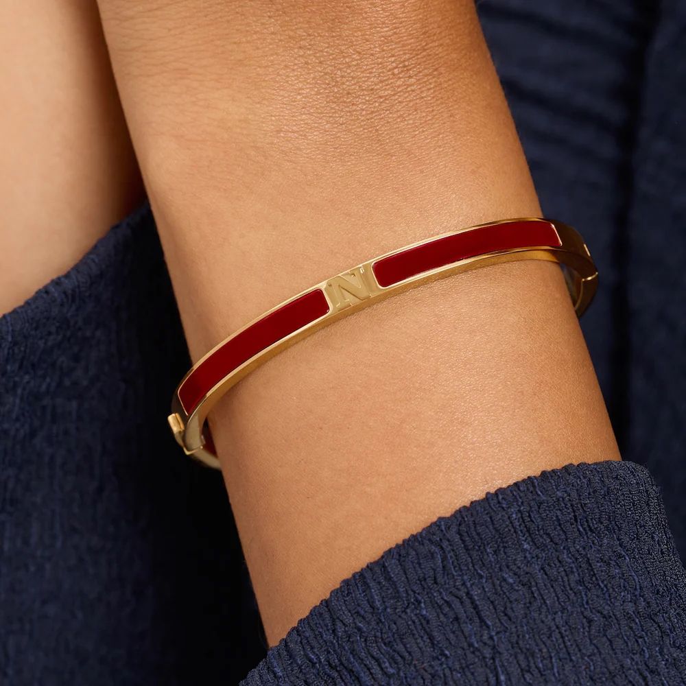 Mini Icon Burgundy Initial Bangle