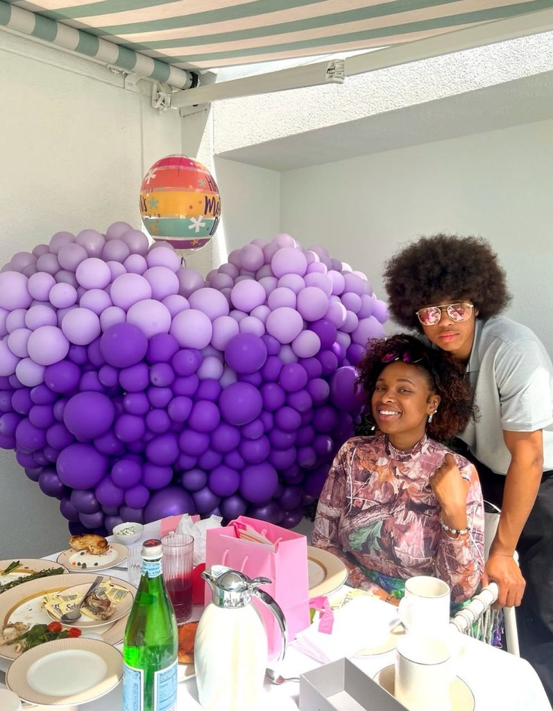 Photo shared by Jennifer Hudson May 2025 of her Mother's Day celebrations with her teenage son, David Otunga Jr.