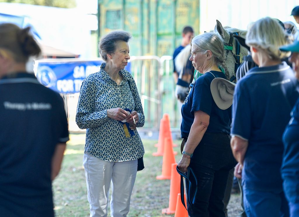 princess anne talking to people at riding for disabled association