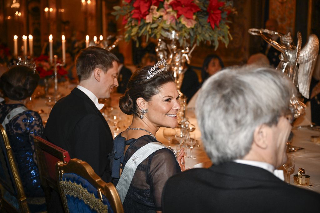 Crown Princess Victoria sat at royal dinner in tiara