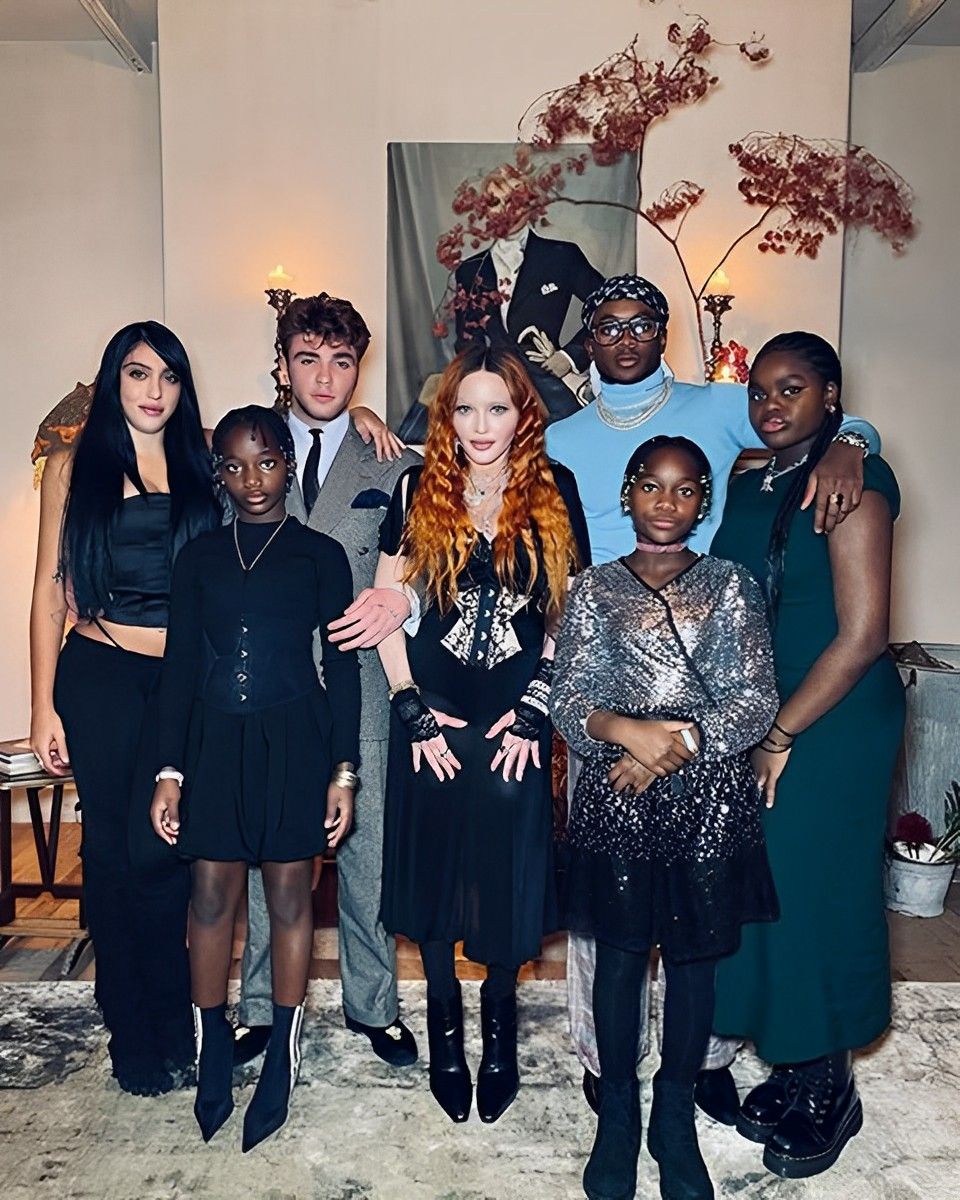 Madonna with her six children in a photo shared on Instagram
