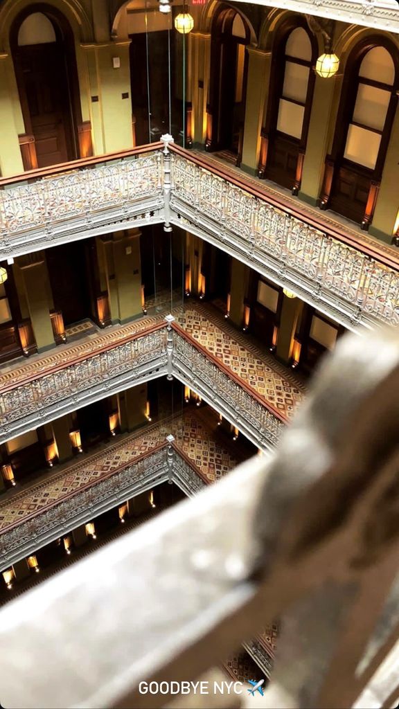 view of multiple floors in a grand building