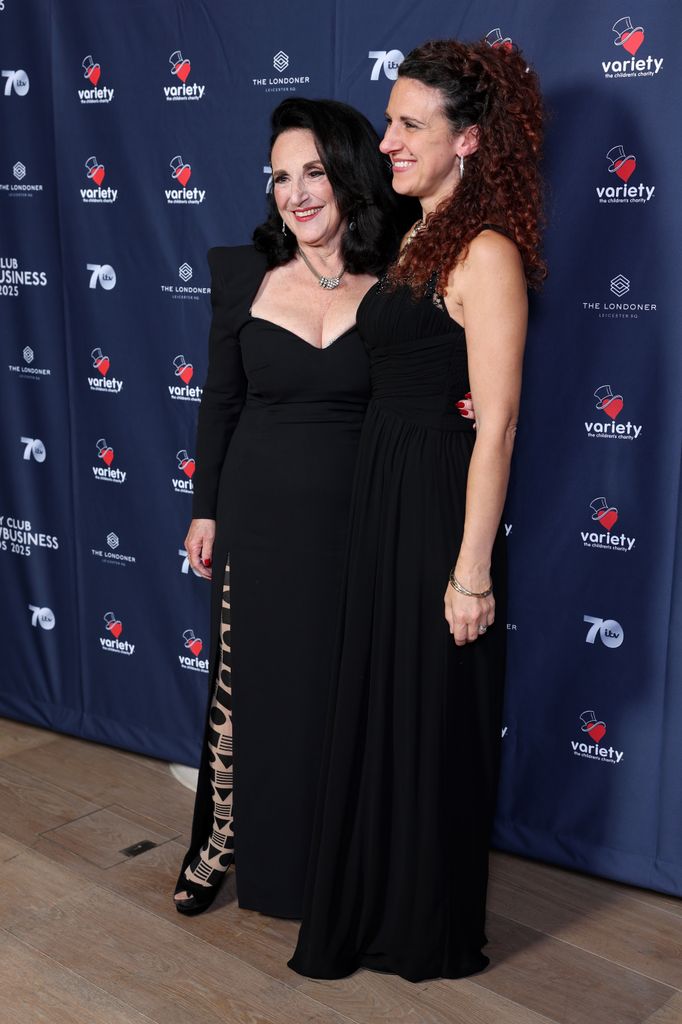 Lesley Joseph and daughter posed in black dresses
