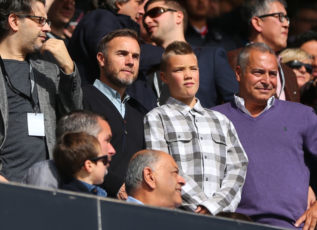 gary barlow and son daniel pictured in 2014 at Queens Park Rangers v Liverpool football match