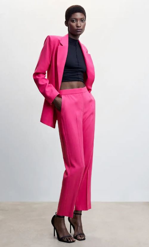 mango pink tapered trousers