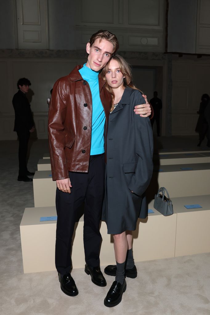 Levon and Maya attend the Prada Fall/Winter 2026 Menswear Fashion Show 