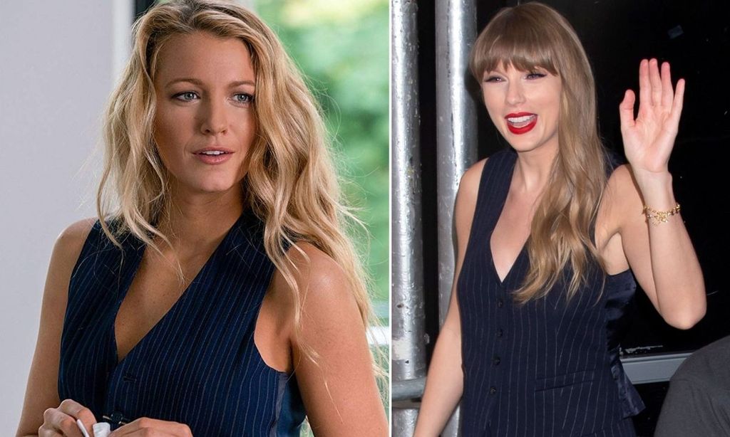 Split screen of Taylor Swift and Blake Lively