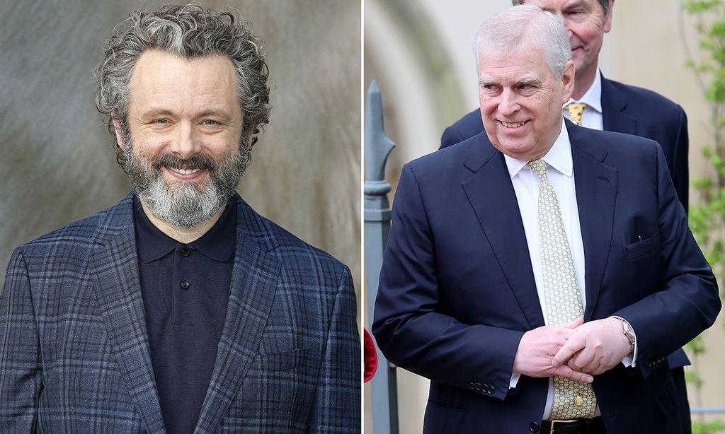 Split image of Michael Sheen and Prince Andrew