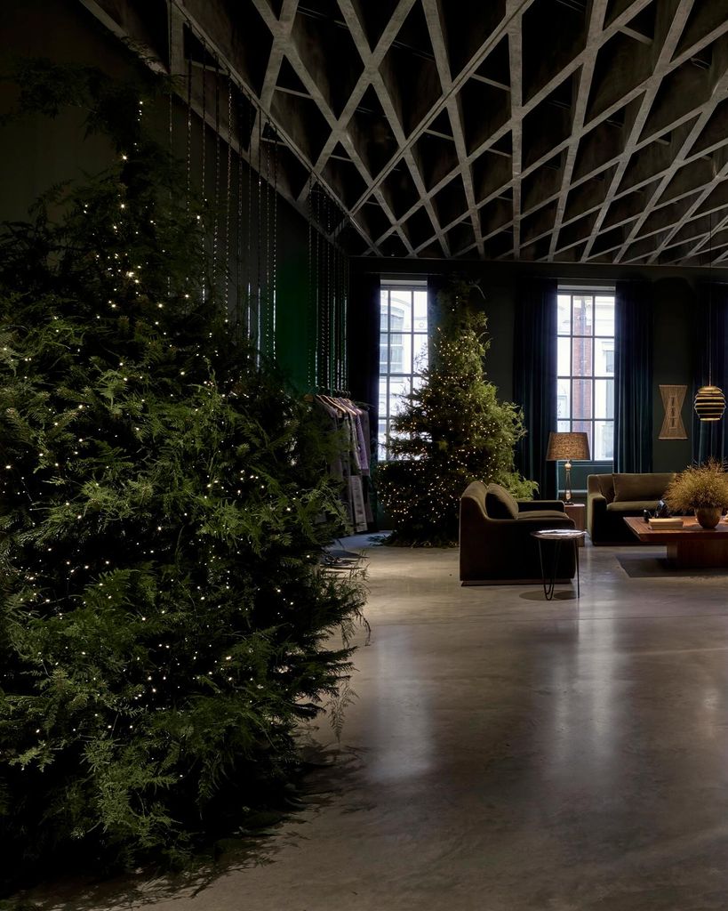 christmas trees inside Victoria Beckham's London store