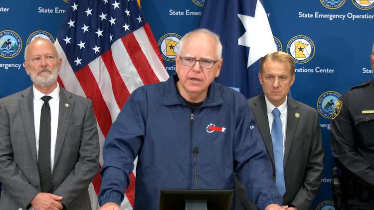 Governor Tim Walz at a presser