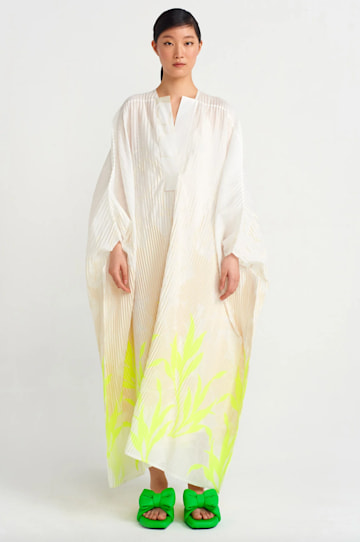 NU  Jacquard Patterned Pleated Kaftan Dress