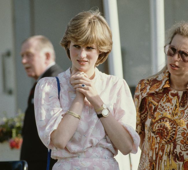 Princess Diana in 1981 wearing two watches