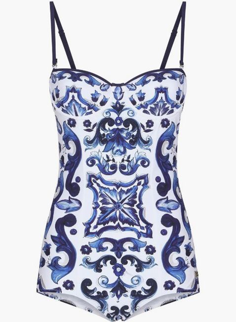blue and white geometric print dolce and gabbana swimsuit