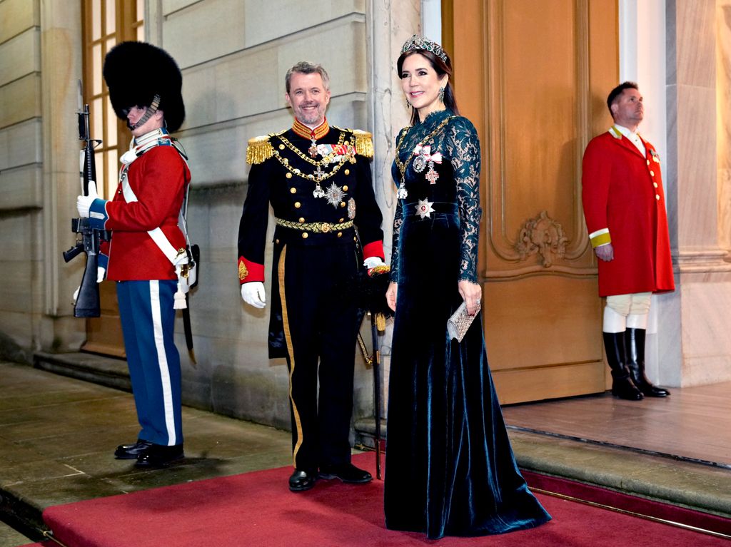 Queen Mary and King Frederik arrive at the Royal Couple's New Year's reception and New Year's gala at Christian VII's Palace at Amalienborg Castle in Copenhagen