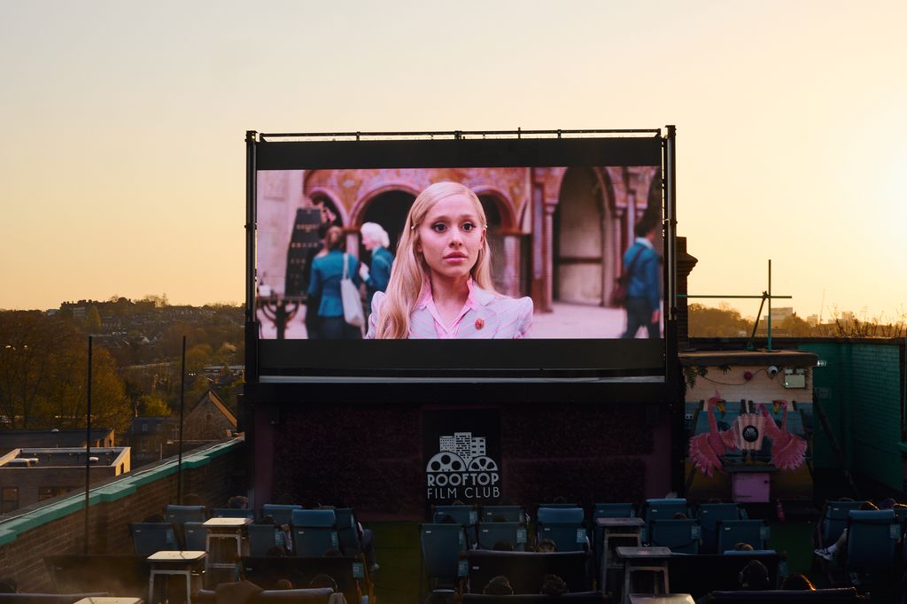 Ariana Grande on the screen at Peckham rooftop cinema