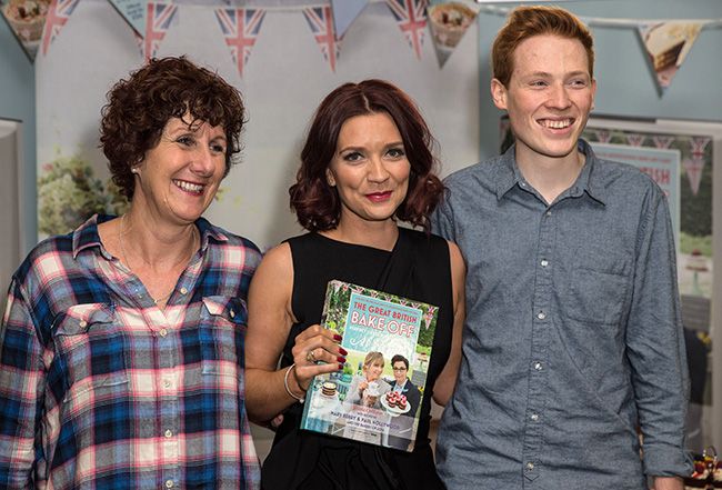 Candice Brown pictured with Bake Off finalists Jane Beedle and Andrew Smyth
