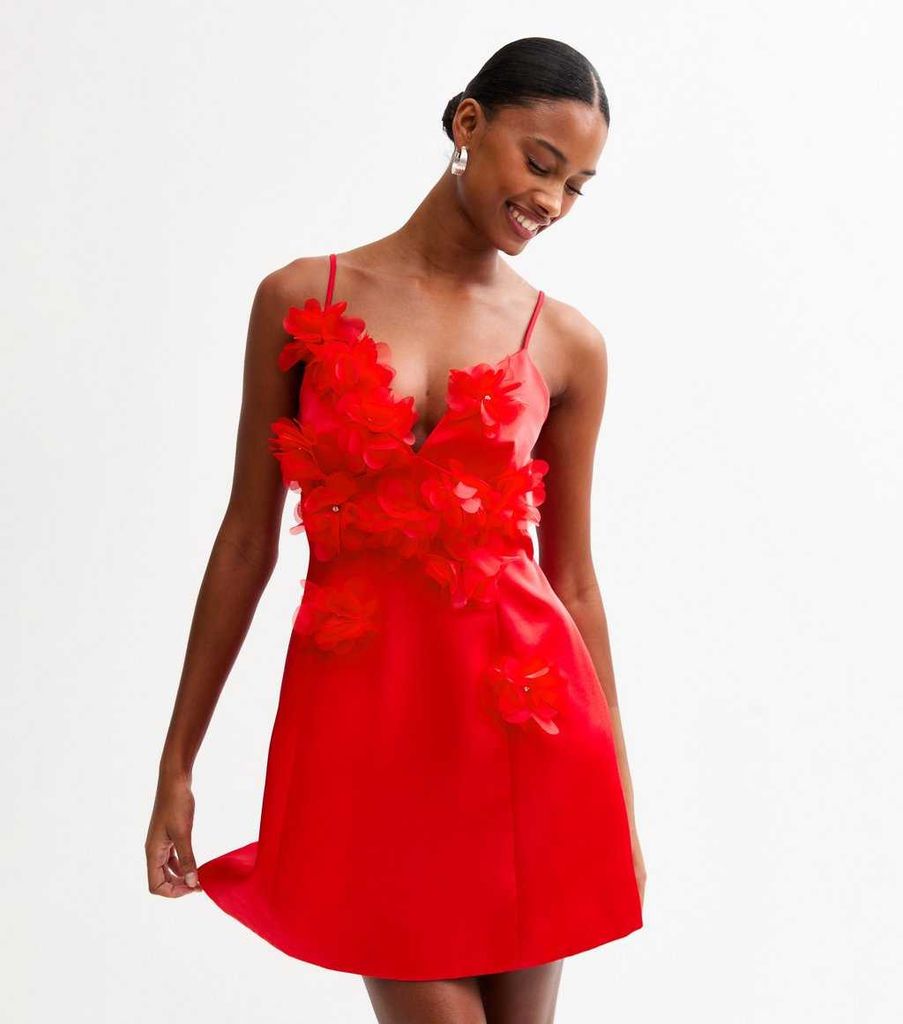 New Look Floral Applique Mini Dress
