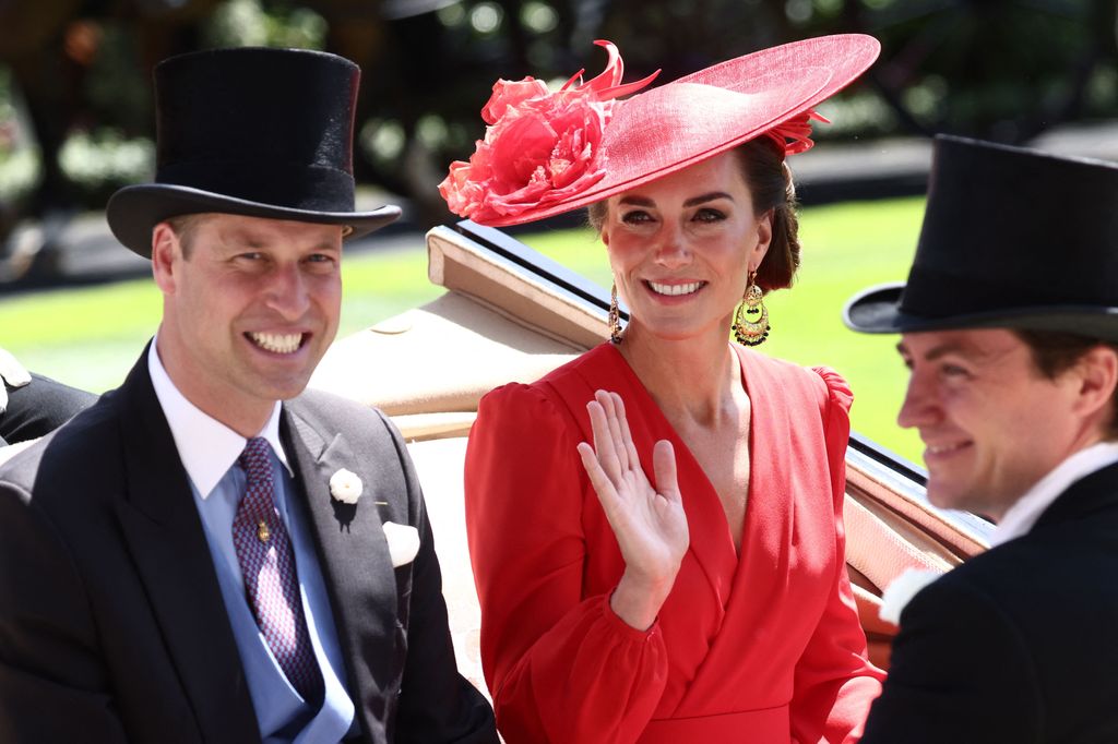Prince and Princess of Wales smiling at ascot