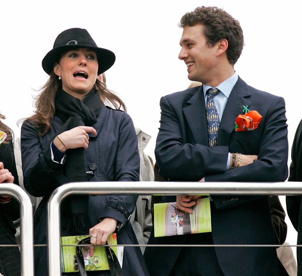 Kate Middleton and Thomas van Straubenzee watch the Gold Cup horse race as they attend day 4 of the Cheltenham Horse Racing Festival on March 14, 2008