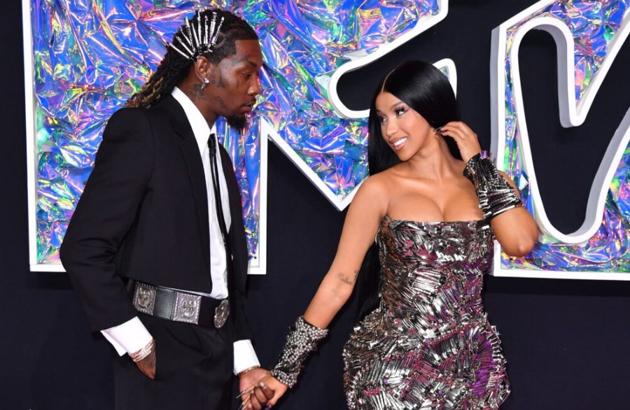 Cardi B smiling at Offset