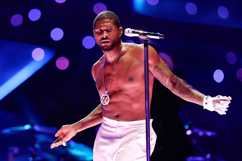 Usher performs during  halftime of Super Bowl LVIII on Sunday, Feb. 11, 2024, at Allegiant Stadium in Las Vegas.