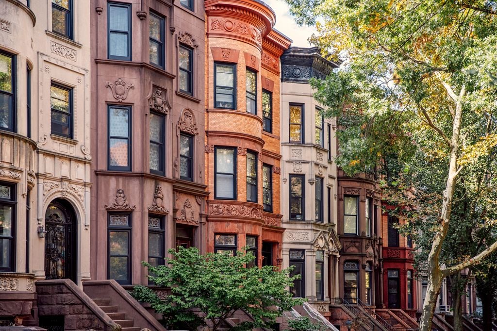 line of Brownstone houses