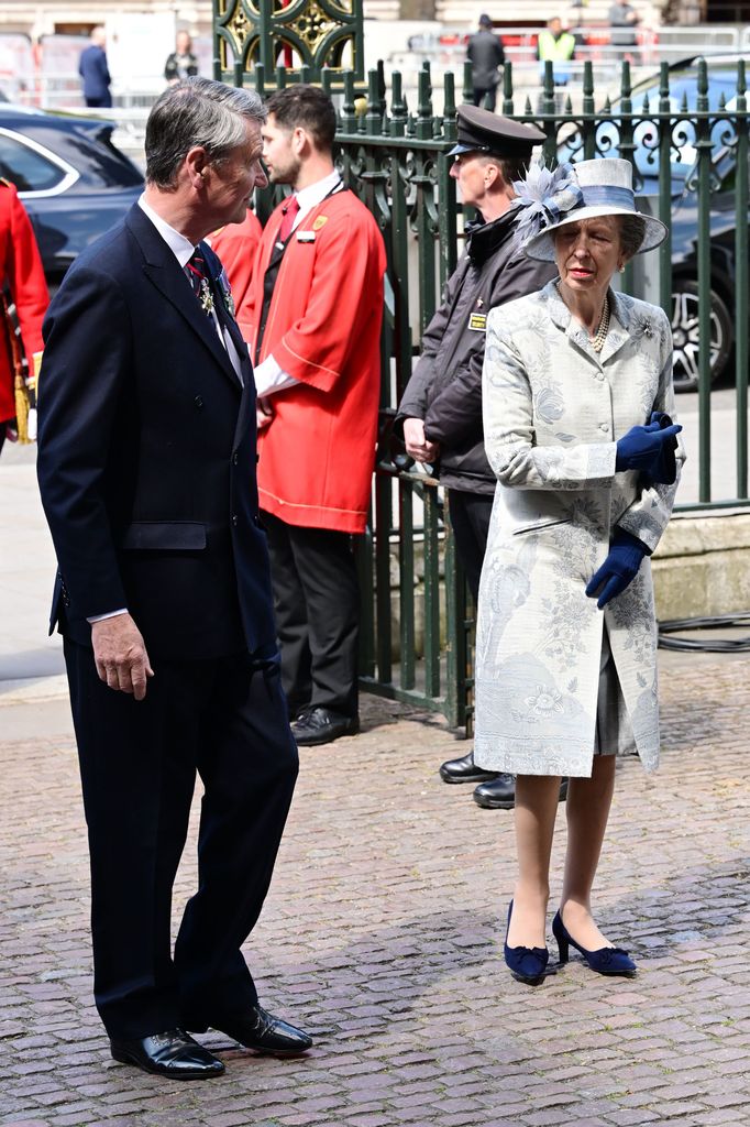 Timothy Laurence and Princess Anne arrive at Westminster Abbey for the 80th Anniversary of VE Day Service of Thanksgiving