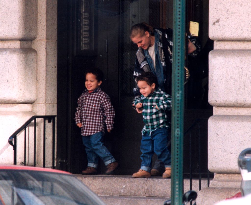 Toukie Smith and her twin boys Aaron and Julian, sons of Robert DeNiro, NYC, New York, November 6, 1998.
