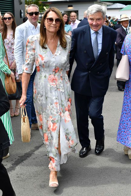 carole middleton grey orange floral dress