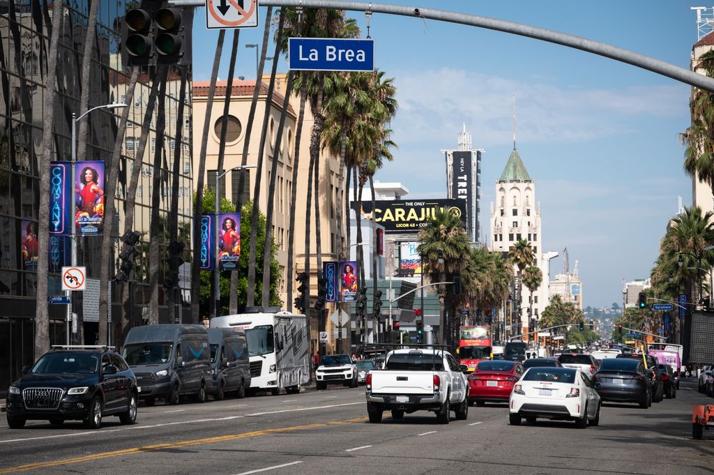 Looking East on Hollywood Boulevard, Los Angeles, California, USA. August 1, 2024