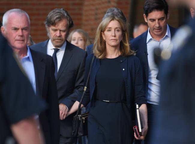 Felicity Huffman leaving a Boston courthouse