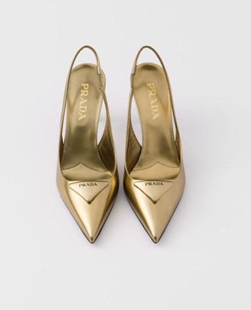 Metallic leather slingback pumps from Prada