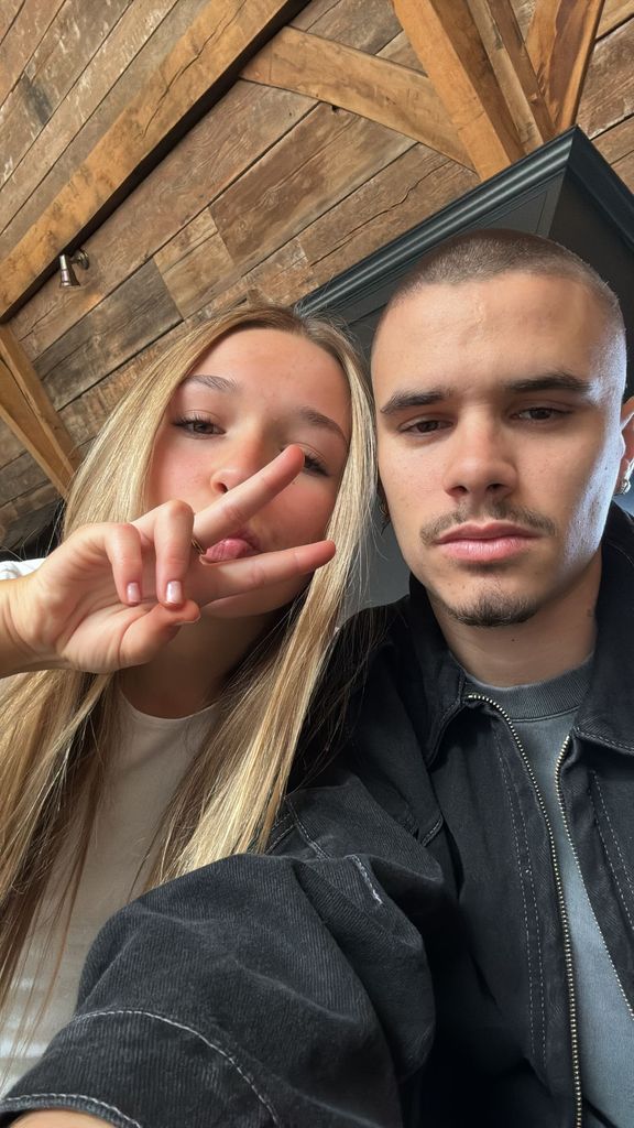 Harper's hair looked ultra-blonde in her selfie with brother Romeo