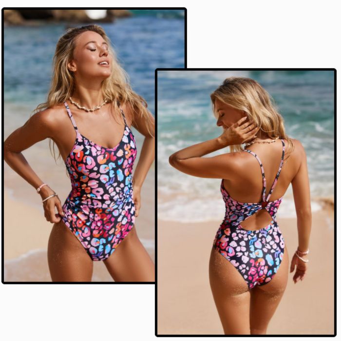 cupshe flattering swimsuit leopard print
