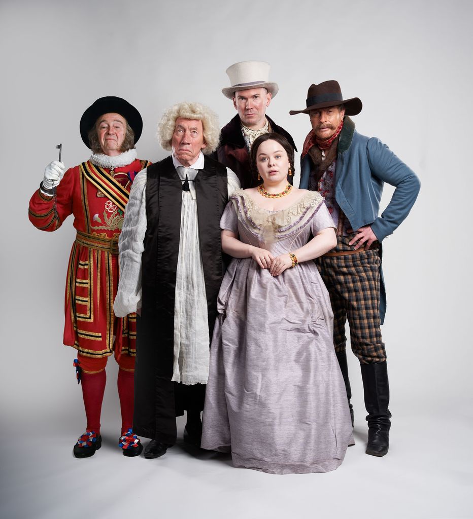 Nicola Coughlan as Queen Victoria in the Christmas special of Dodger. Pictured with her castmates