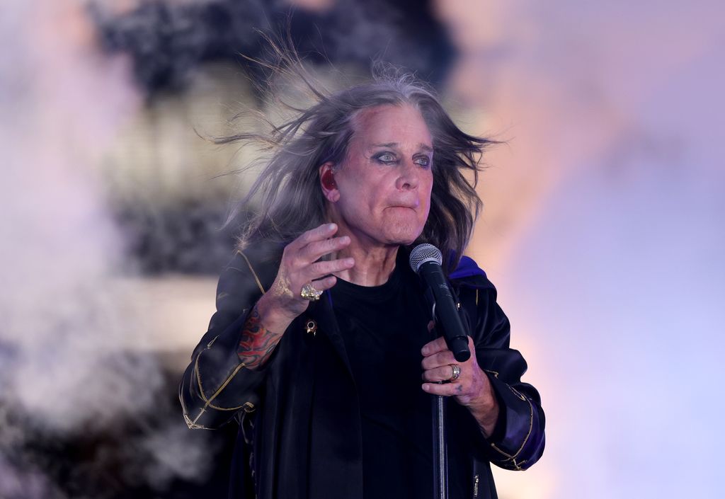Ozzy Osbourne on stage amid clouds of smoke in 2022