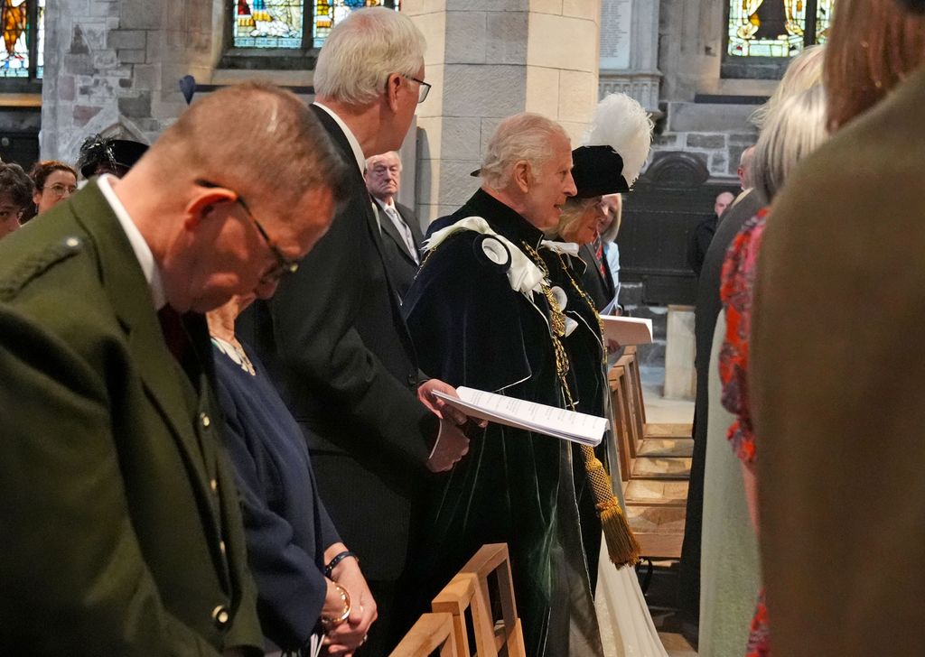 King Charles and Queen Camilla arrive at the Order of the Thistle Service at St Giles' Cathedral in Edinburgh