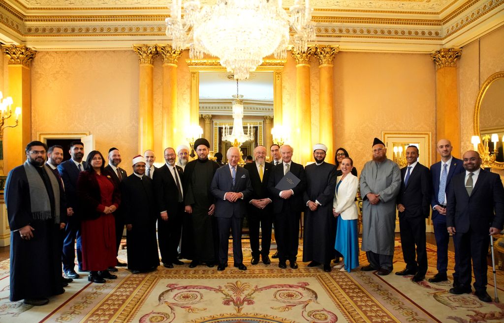 The King with faith leaders at Buckingham Palace in February
