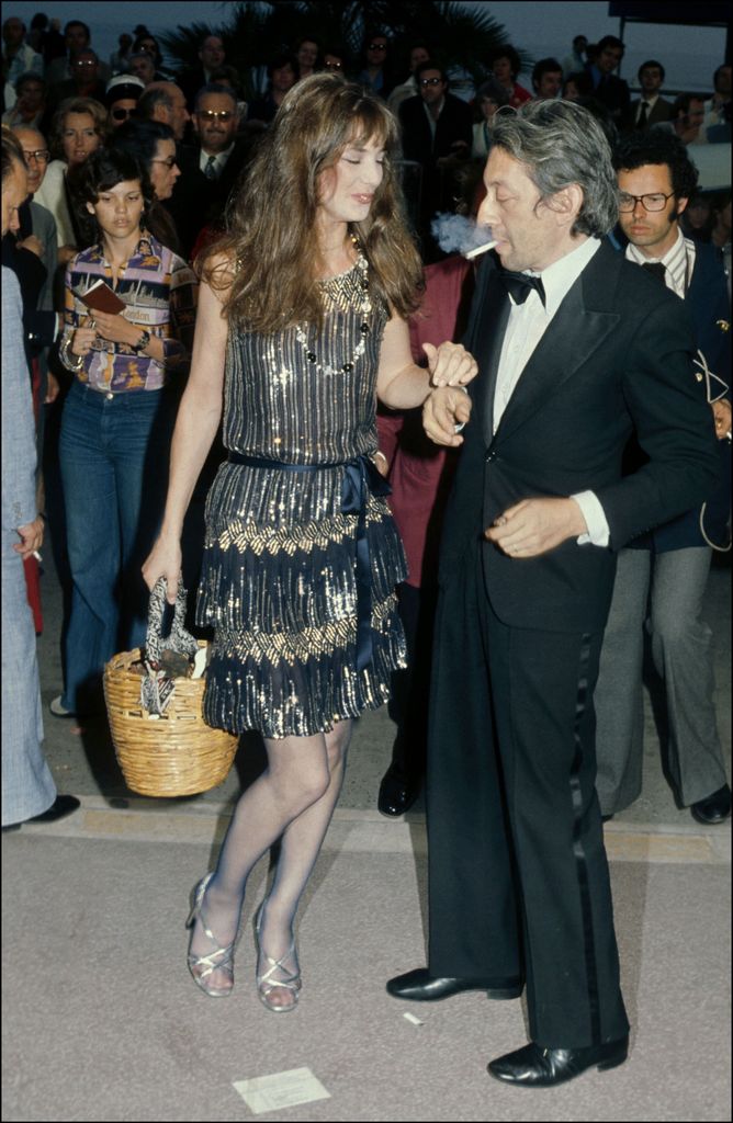 Serge Gainsbourg and Jane Birkin at Cannes film festivals, France On May 15, 1974.  (Photo by GIRIBALDI/Gamma-Rapho via Getty Images)
