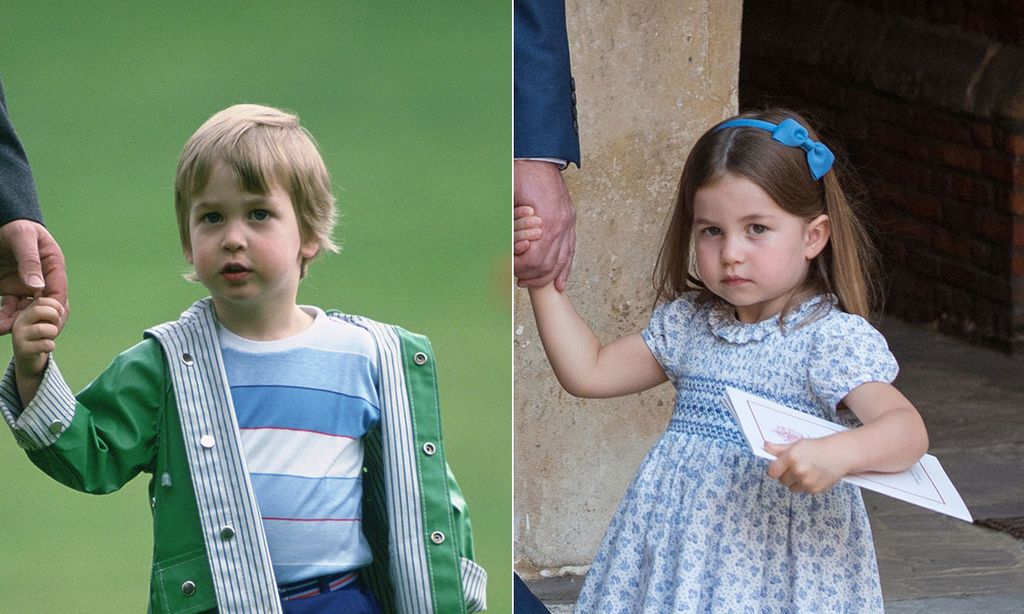 Prince Wiliam in a striped T-shirt and Princess Charlotte in a pretty summer dress