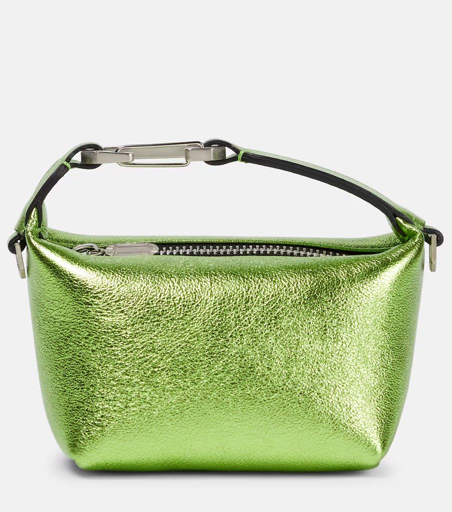 Moonbag metallic leather clutch in green