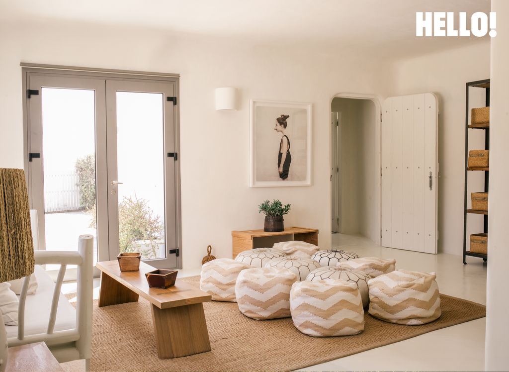 One of the living rooms in the Mykonos home