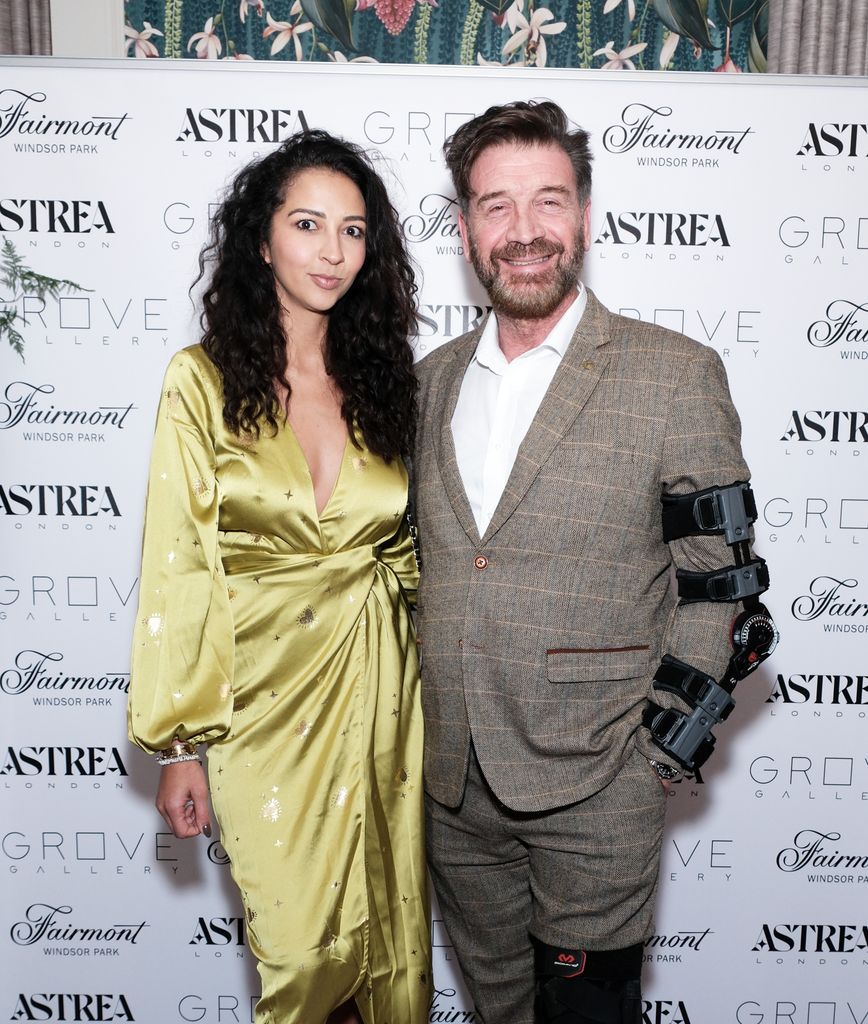 Katie Dadrie (L) and Nick Knowles attend the launch of Grove Gallery's latest artist in residence Zara Muse in collaboration with Astrea diamonds at The Fairmont Windsor Park on November 21, 2024 in Windsor, England.