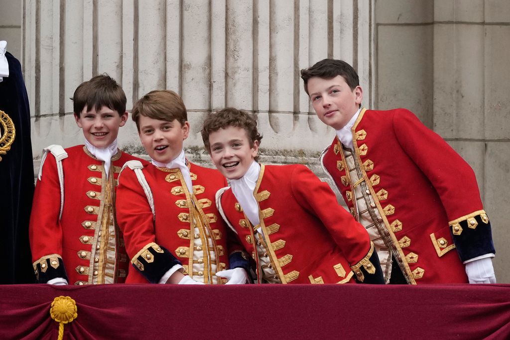  Page of Honour Lord Oliver Cholmondeley, Prince George of Wales, Nicholas Barclay and Ralph Tollemache 