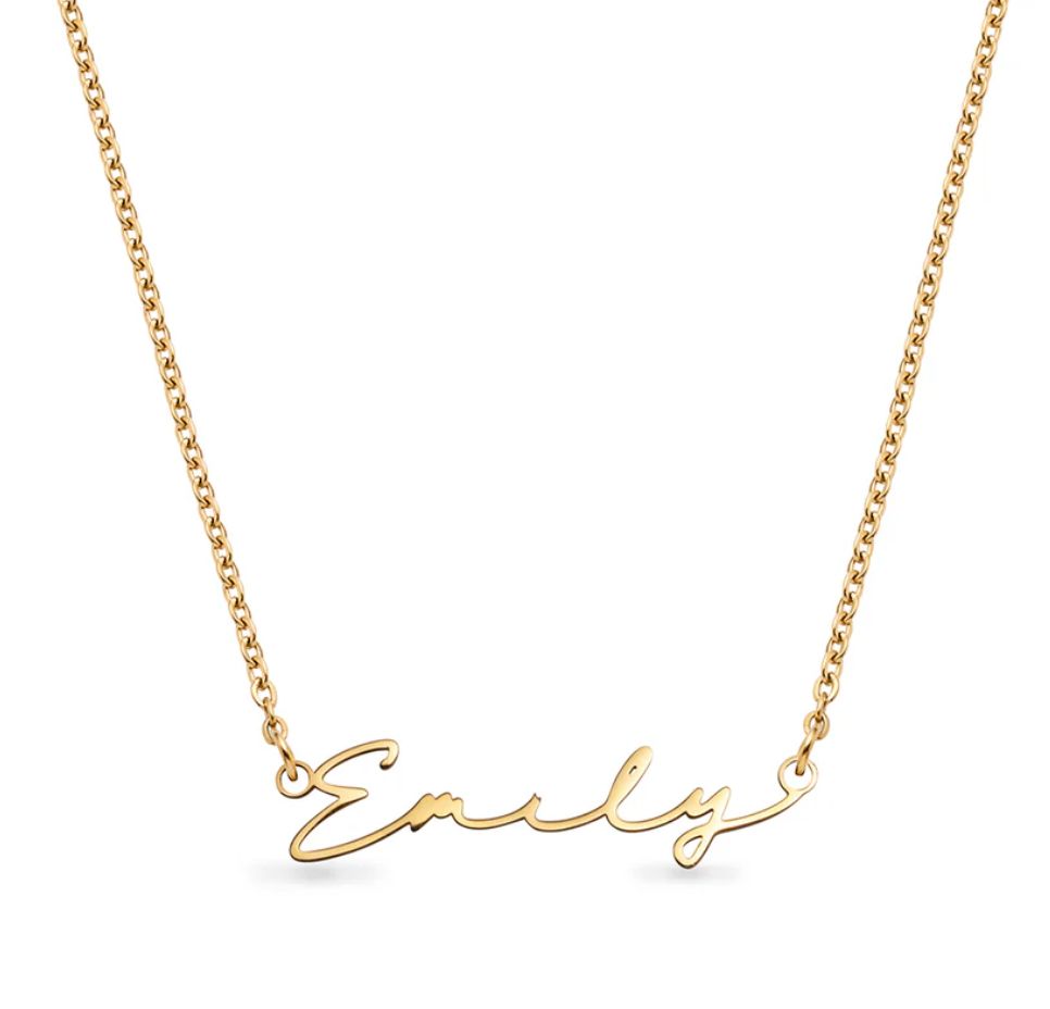 Abbott Lyon name necklace as seen on Elma from Love Island All Stars