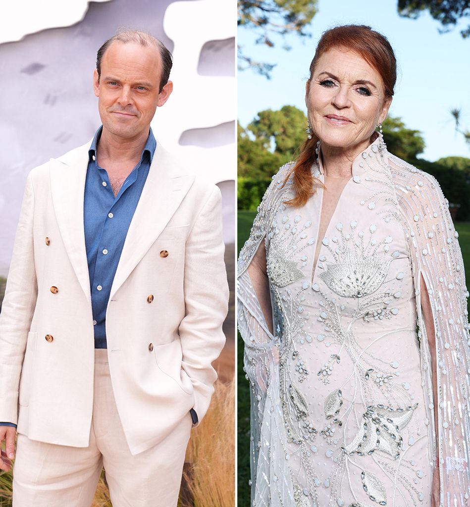 Split image of Harry Hadden-Paton and his godmother Sarah Ferguson